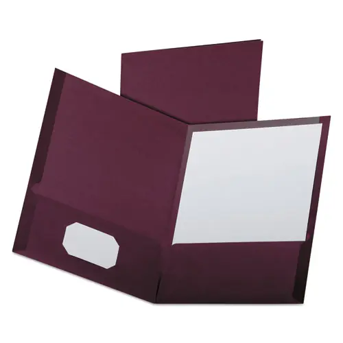 Oxford™ Linen Finish Twin Pocket Folders, Burgundy, 25/Box