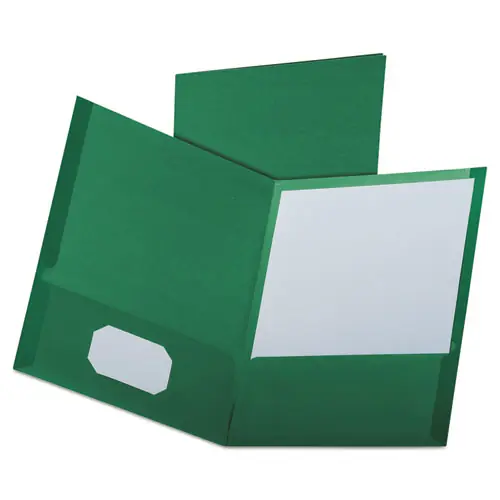 Oxford™ Linen Finish Twin Pocket Folders, Hunter Green, 25/Box