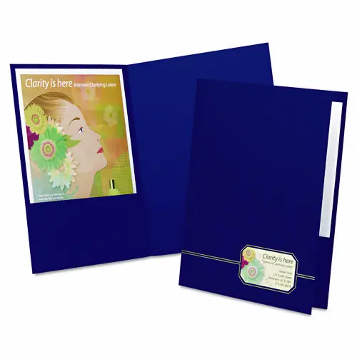 Oxford™ Monogram Series Business Portfolio, 0.5" Capacity, Blue with Embossed Gold Foil, 4/Pack