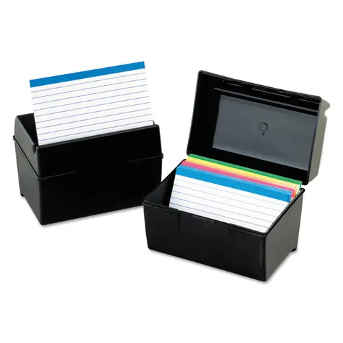 Oxford™ Plastic Index Card File, Black, 400 Capacity, 4 x 6 Inch Cards