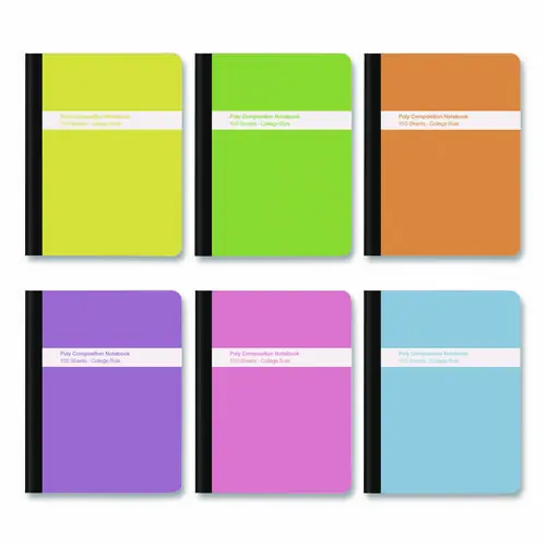 Oxford™ Poly Composition Books, Medium/College Rule, Assorted Cover Colors, 100 Sheets, 6/Pack
