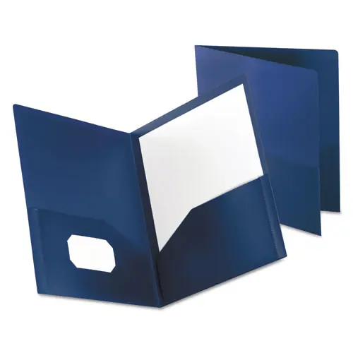 Oxford™ Poly Twin-Pocket Folder, 100-Sheet Capacity, Dark Blue, 11 x 8.5