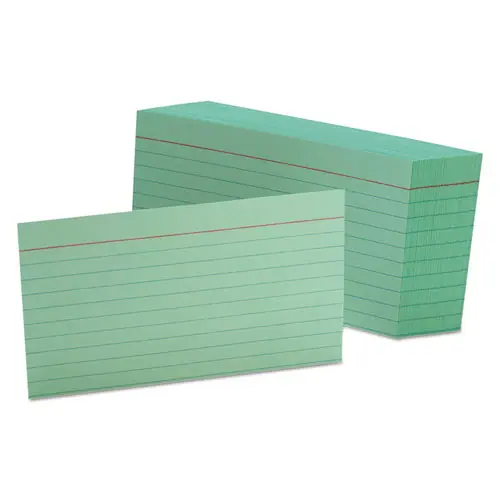 Oxford™ Ruled Index Cards, 3 x 5, Green, 100/Pack