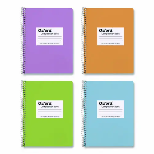 Oxford™ Spiralbound Composition Books, College Ruled, Assorted Colors, 80 Sheets, 4 Pack