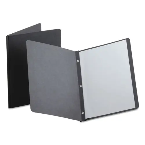 Oxford™ Title Panel and Border Front Report Cover, Three-Prong Fastener, 0.5" Capacity, 8.5 x 11, Black/Black, 25/Box