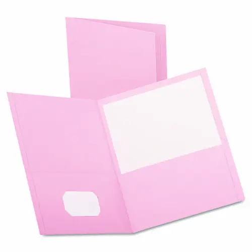 Oxford™ Twin-Pocket Folder, Embossed Leather Grain Paper, Pink, 25/Box