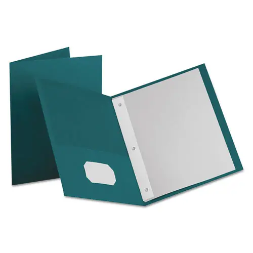 Oxford™ Twin-Pocket Folders with 3 Fasteners, Teal, 25/Box
