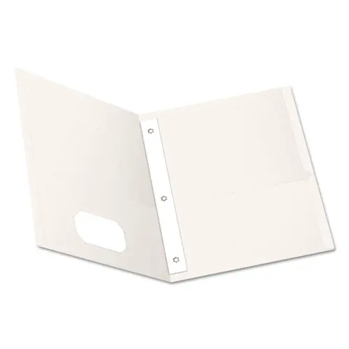 Oxford™ Twin-Pocket Folders with 3 Fasteners, White, 25/Box