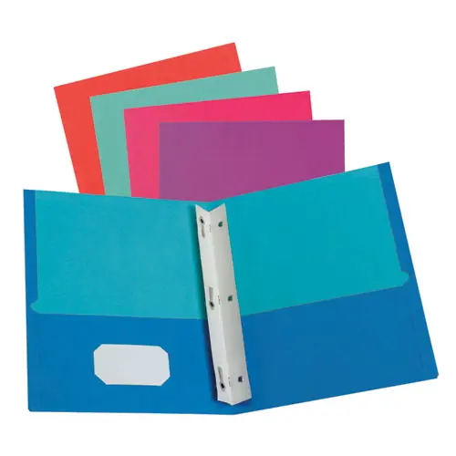 Oxford™ Twisted Twin Smooth Pocket Folder w/Fasteners, 100-Sheet Capacity, 11 x 8.5, Assorted Solid Colors, 10/Pack