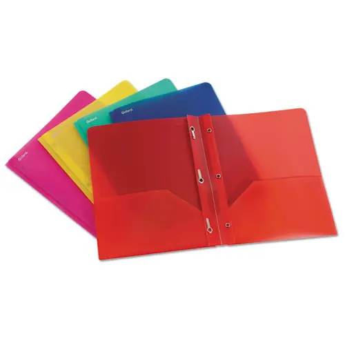 Oxford™ Two-Pocket Portfolio, Tang Fastener, 0.5" Capacity, 11 x 8.5, Assorted Colors, 25/Box