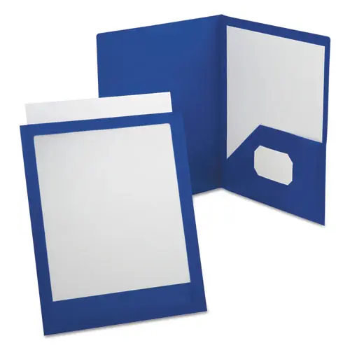 Oxford™ ViewFolio Polypropylene Portfolio, 100-Sheet Capacity, 11 x 8.5, Clear/Blue