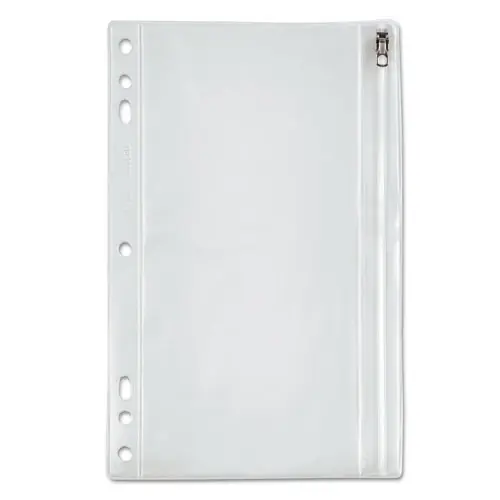 Oxford™ Zipper Binder Pocket, Clear, 6" x 9.5"