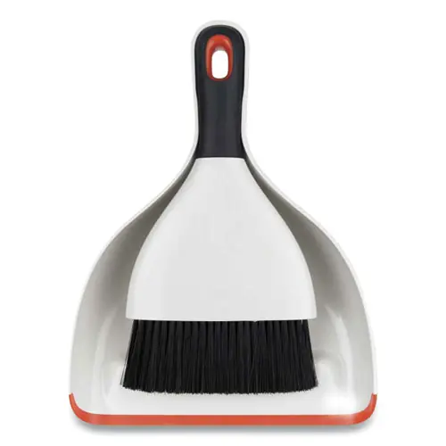 OXO Good Grips Dust Pan and Brush, 12 x 9, 2" Handle, Plastic, White
