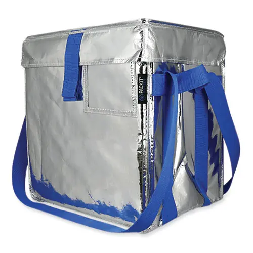 PackIt® Fresh Eco Freeze Tote, Silver/Blue, 13.5" x 9" x 13"