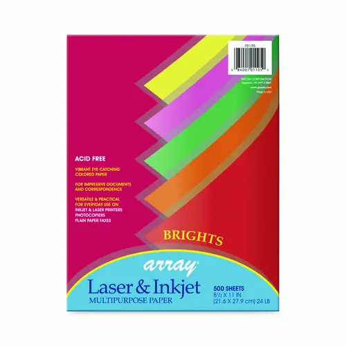 Pacon® Array Colored Bond Paper, Assorted Bright Colors, 8.5 x 11, 24 lb, 500 Sheets