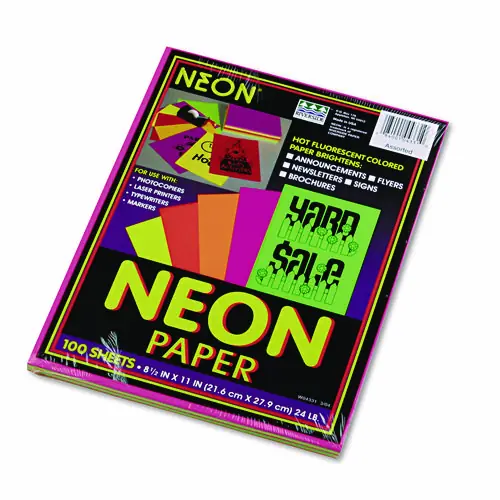 Pacon® Array Colored Bond Paper, 8.5 x 11, Assorted Neon Colors, 100 Sheets