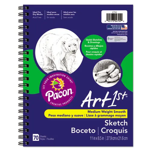 Pacon® Art1st Sketch Diary, Blue Cover, 70 Sheets, 11 x 8.5 Inches, 60 lb Text Paper