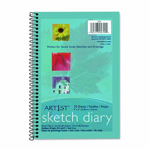 Pacon® Art1st Sketch Diary, Blue Cover, 70 Sheets, 9" x 6"