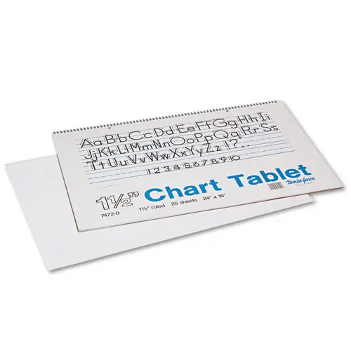 Pacon® Chart Tablets, Presentation Format (1.5" Rule), 24 x 16, White, 25 Sheets