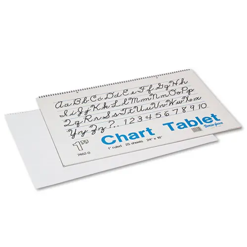 Pacon® Chart Tablets, Presentation Format (1" Rule), 24 x 16, White, 25 Sheets