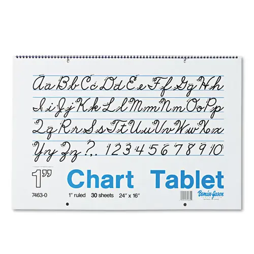 Pacon® Chart Tablets, Presentation Format (1" Rule), 24 x 16, White, 30 Sheets