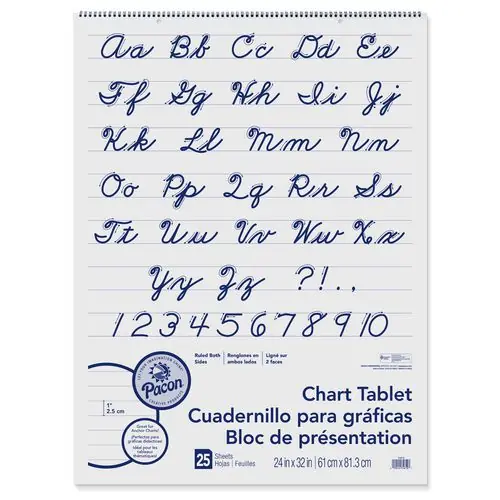 Pacon® Chart Tablets, Presentation Format (1" Rule), 24 x 32, White, 25 Sheets, 12/Carton