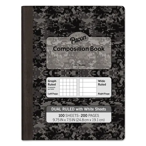 Pacon® Composition Book, Wide/Legal Rule, Black Cover, 100 Sheets, 9.75" x 7.5"