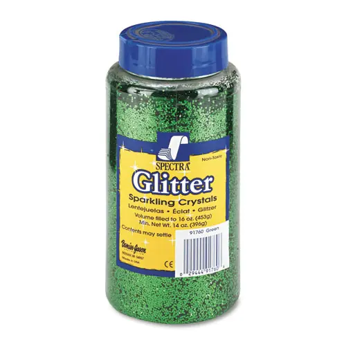 Pacon® Spectra Glitter, 0.04 Hexagon Crystals, Green, 16 oz Shaker-Top Jar
