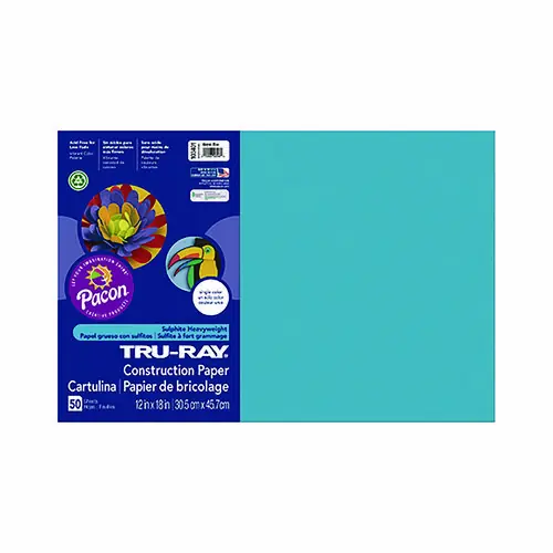 Pacon® Tru-Ray Construction Paper, 70 lb Text Weight, 12 x 18, Atomic Blue, 50/Pack