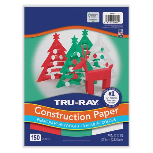 Pacon® Tru-Ray Construction Paper, Assorted Holiday Colors, 150 Sheets