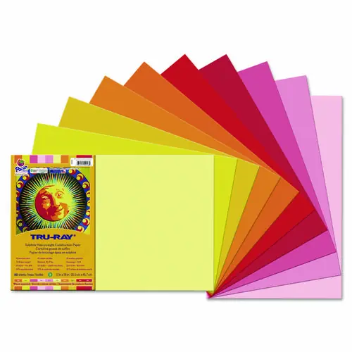 Pacon® Tru-Ray Construction Paper, 76 lb Text Weight, 12 x 18, Assorted Cool/Warm Colors, 25/Pack