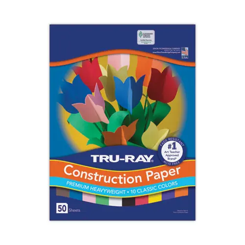 Pacon® Tru-Ray Construction Paper, 76 lb Text Weight, 12 x 18, Assorted Standard Colors, 50/Pack