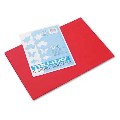 Pacon® Tru-Ray Construction Paper, Festive Red, 12 x 18, 50 Sheets, 76 lb Text Weight