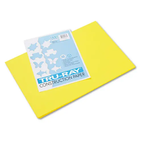 Pacon® Tru-Ray Construction Paper, Yellow, 12 x 18, 50 Sheets, 76 lb Text Weight