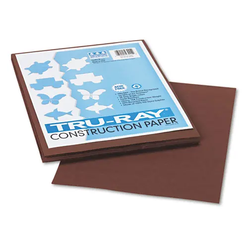 Pacon® Tru-Ray Construction Paper, Dark Brown, 9 x 12, 50 Sheets, 76 lb Text Weight