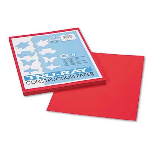 Pacon® Tru-Ray Construction Paper, Festive Red, 50 Sheets, 9 x 12 inches, 76 lb Text Weight
