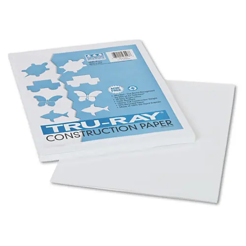 Pacon® Tru-Ray Construction Paper, White, 9 x 12, 50 Sheets, 76 lb Text Weight