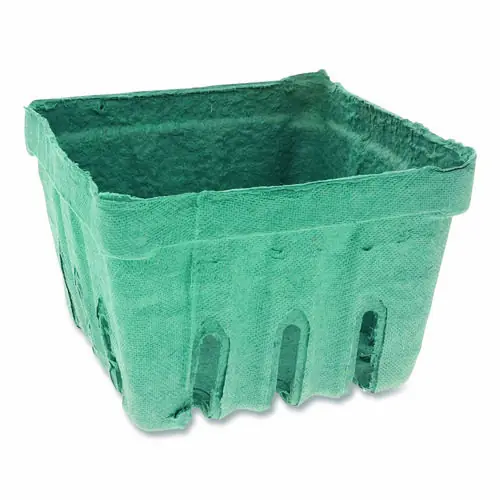 Pactiv Evergreen Berigard Molded Fiber Berry Basket, Quart, Green, 297/Carton