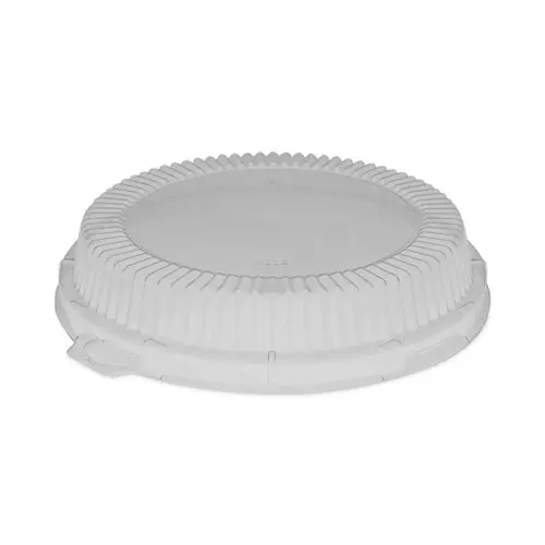 Pactiv Evergreen ClearView Dome-Style Lid with Tabs, Fluted, Clear Plastic, 8.88 x 8.88 x 0.75, 504/Carton