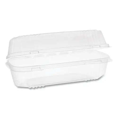 Pactiv Evergreen ClearView SmartLock Hinged Lid Hoagie Container, 27 oz, Clear, Plastic, 250/Carton