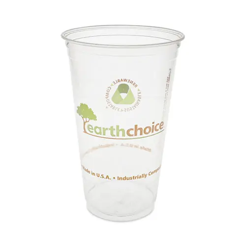 Pactiv Evergreen EarthChoice Compostable Cold Cup, 24 oz, Plastic, Clear/Printed, 580/Carton