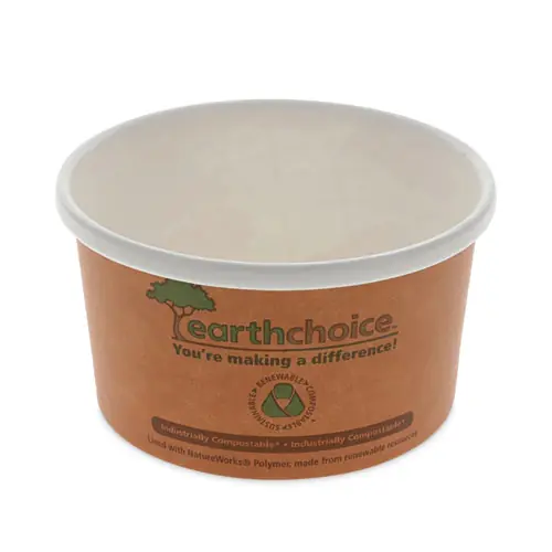 Pactiv Evergreen EarthChoice Compostable Soup Cup, Small, 8 oz, Brown, Paper, 500/Carton