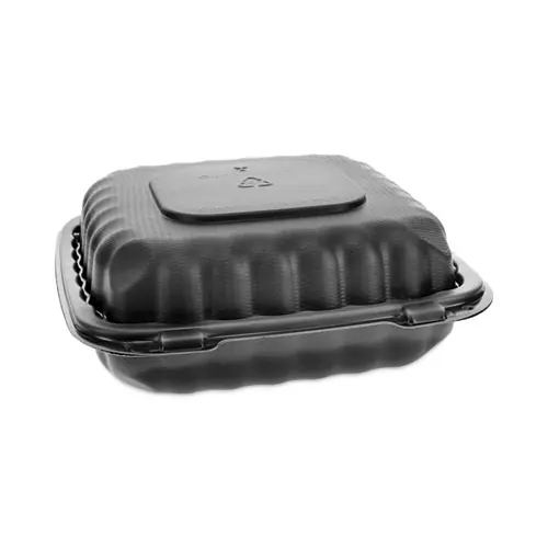 Pactiv Evergreen EarthChoice SmartLock Microwavable MFPP Hinged Lid Container, Black, Plastic, 200/Carton
