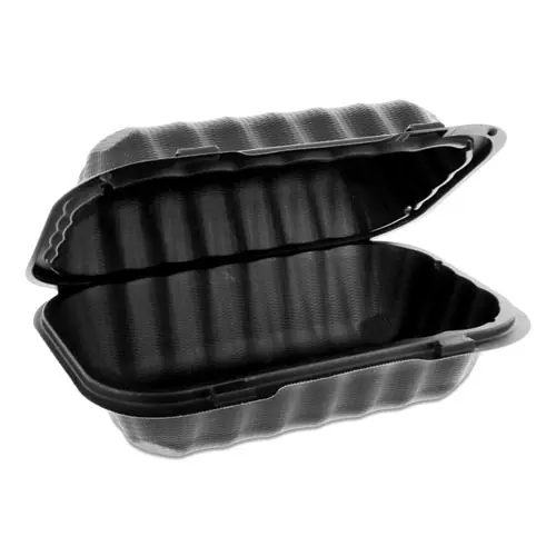 Pactiv Evergreen EarthChoice SmartLock Microwavable MFPP Hinged Lid Container, 9 x 6 x 3.25, Black, Plastic, 270/Carton