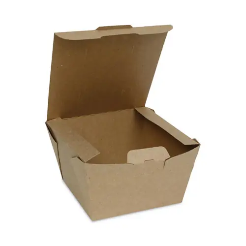 Pactiv Evergreen EarthChoice Tamper Evident OneBox Paper Box, Brown, 4.5 x 4.5 x 3.25, 200/Carton
