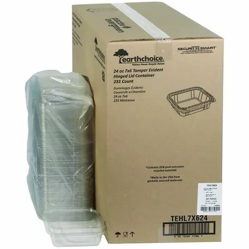 Pactiv Evergreen EarthChoice Tamper Evident Recycled Hinged Lid Deli Container, 24 oz - Clear Plastic, 231/Carton