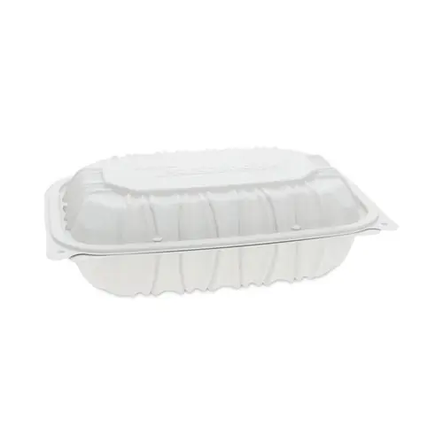 Pactiv Evergreen EarthChoice Vented Microwavable MFPP Hinged Lid Container, White, Plastic, 170/Carton