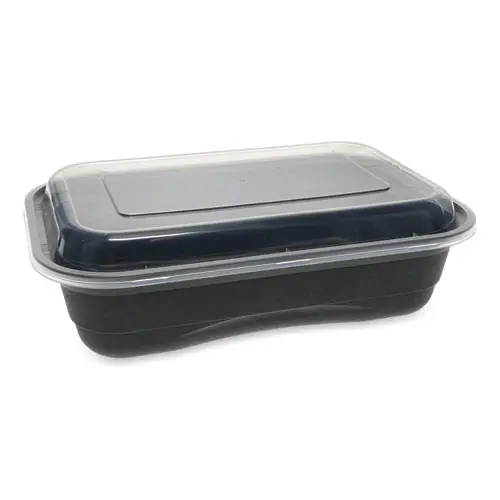 Pactiv Evergreen EarthChoice Versa2Go Microwaveable Container with Lid, 36 oz, Black/Clear, 150/Carton