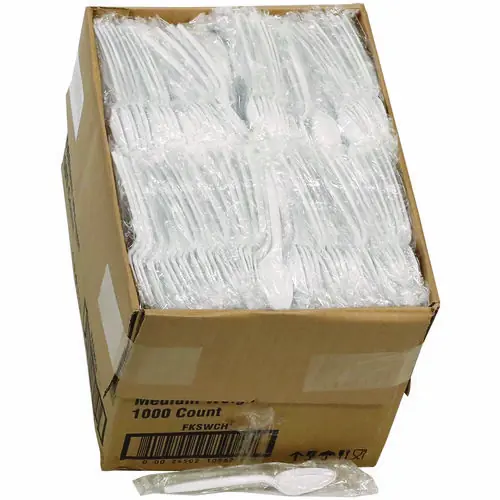 Pactiv Evergreen Fieldware Cutlery, Individually Wrapped Mediumweight Plastic Spoons, White, 1000/Carton