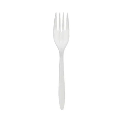 Pactiv Evergreen Fieldware Cutlery, Mediumweight Fork, Plastic, White, 1,000/Carton